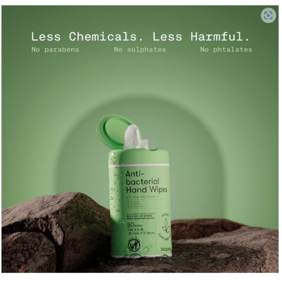 Biopure Plant Based Anti-Bacterial Hand Wipes with Aloe & Vitamin E, 50 ct Wipes - Picture 6 of 7